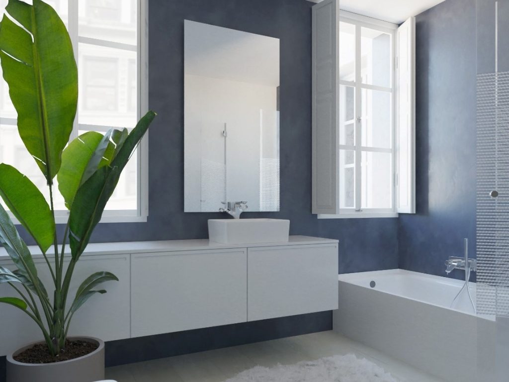 Decoración baño moderno y funcional azul
