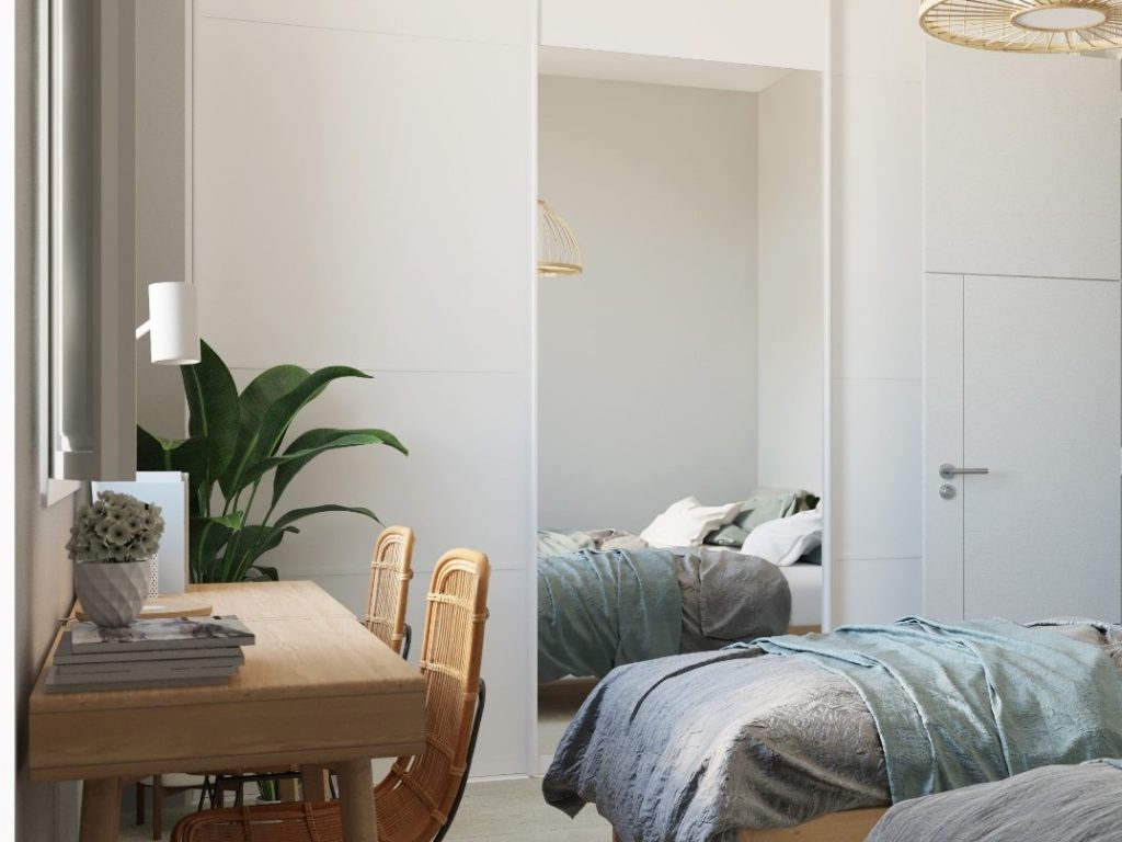 Estilo y funcionalidad: decorando apartamentos modernos 4 Decoración dormitorio minimalismo orgánico. Estilo y funcionalidad combinados.