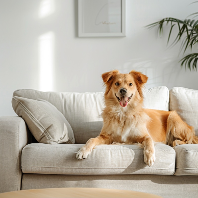 ¿Cuánto dura un sofá y cómo prolongar su vida útil? 5 mascota-en-el-sofa